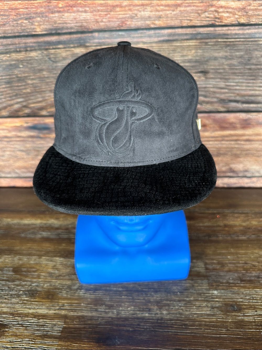 New Era Black Label Miami Heat Black Soft Snapback Hat with snake textured brim